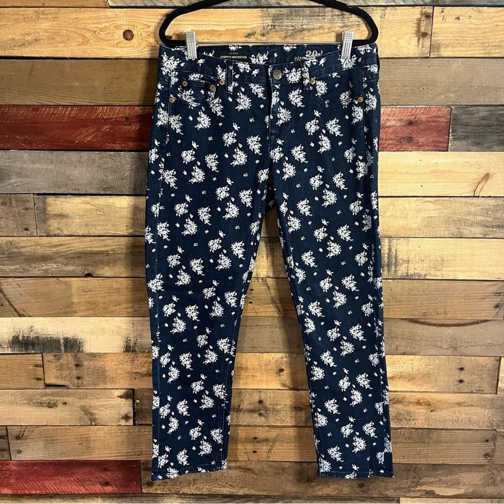 J‎ Crew Floral Cropped Matchstick Jeans Size 30